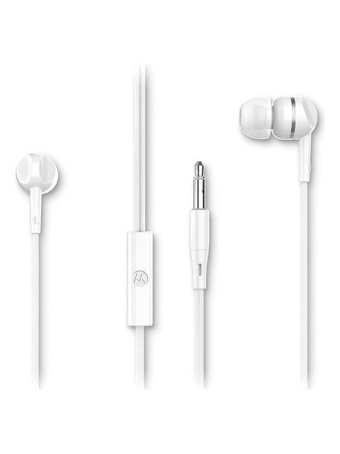 AUDIFONOS ALAMBRICOS MOTOROLA EARBUDS 105 - BLANCO NEGRO