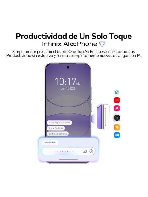 CELULAR INFINIX HOT 60 PRO AI PHONE DUAL SIM PLATEADO 8+8GB RAM 256 GB ROM 6.78 AMOLED 1.5K 144 HZ BATTERY 5160 MAH CARGA RAPIDA 45 W DISEñO ULTRAFINO DE 6.6 MM IP64