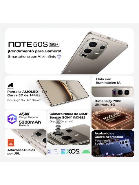 CELULAR INFINIX NOTE 50S 5G AI PHONE PANTALLA 3D CURVADA ULTRA DELGADA 256GB ROM 8GB RAM MORADO 6.78QUOT; 144HZ AMOLED 5200MAH CARGA RAPIDA 45W