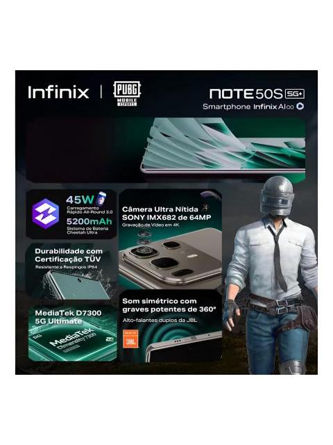 CELULAR INFINIX NOTE 50S 5G PANTALLA 3D CURVADA ULTRA DELGADA 256GB ROM 8GB RAM GRIS 6.78QUOT; 144HZ AMOLED 5200MAH CARGA RAPIDA 45W