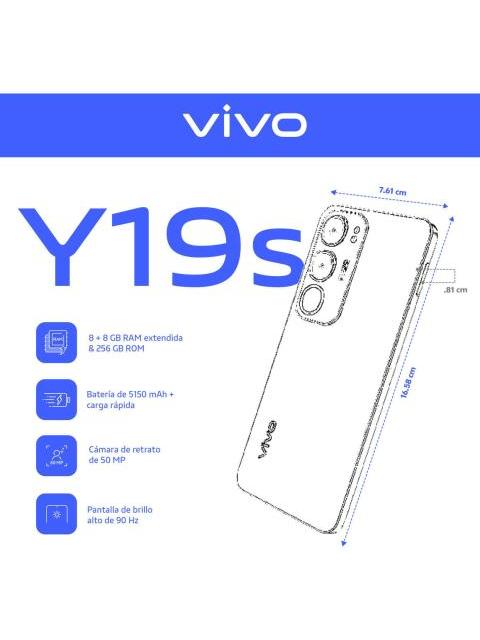 CELULAR VIVO Y19S 256GB 8GB RAM | | CAMARA TRIPLE | BATERIA 5150MAH | CARGA RAPIDA 44W | 2 AñOS COLOR PLATEADO